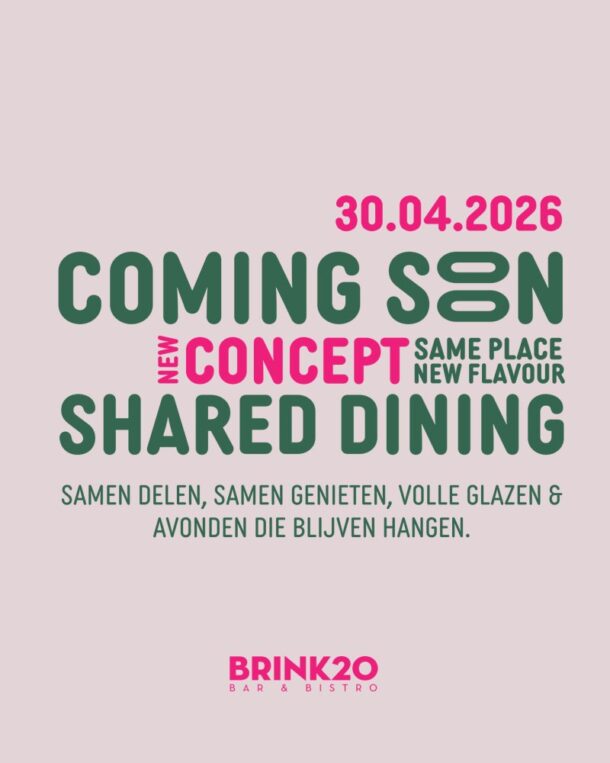 Shared Dining Concept vanaf 30 april bij Bar Bistro Brink20 in Laren
